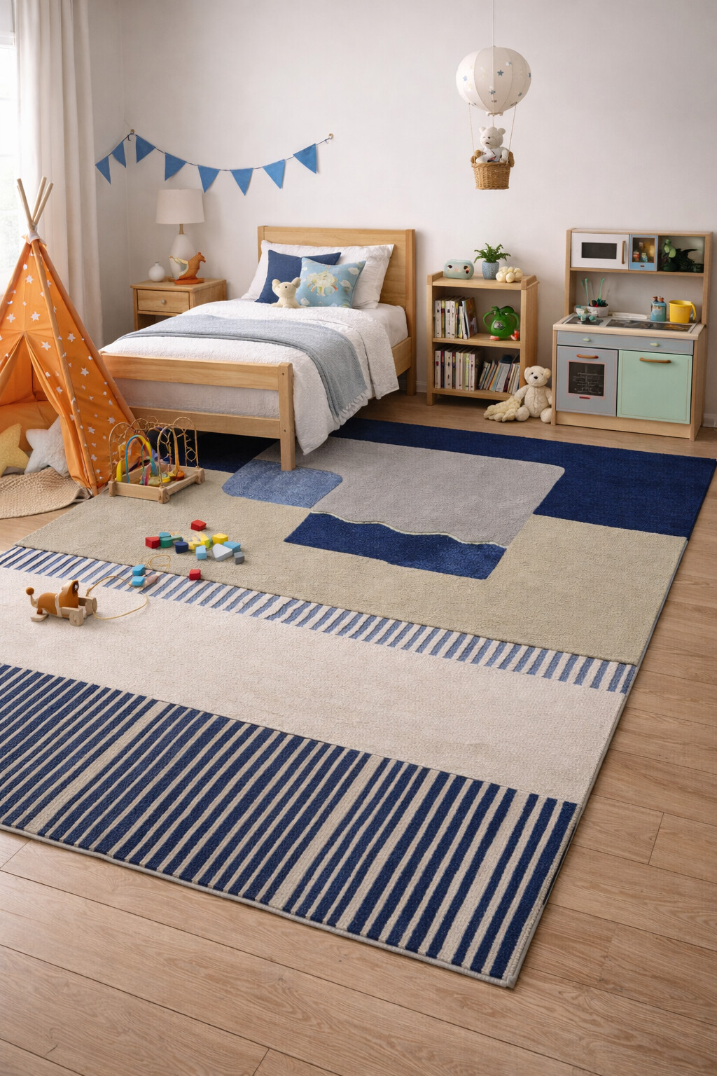 Wool Tufted Area Rug Modern Geometric Design for Kids Dining and Living Rooms 8x13 9x12 11x11 12x15 Rectangular Shape