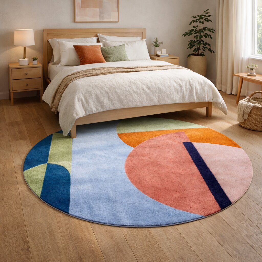 Tufted carpet  Wool area rugs  11x11 12x12 13x13  Round shape  Handmade  Geometric design