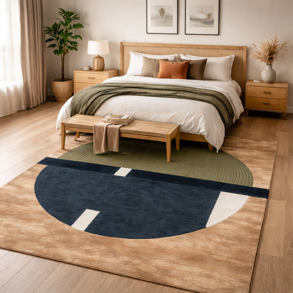 Elegant Beige Tufted Area Rugs in Geometric Design  Available in Sizes 6x9 9x13 10x10 12x18  Perfect for Bedroom and Living Room  Rectangle Shape