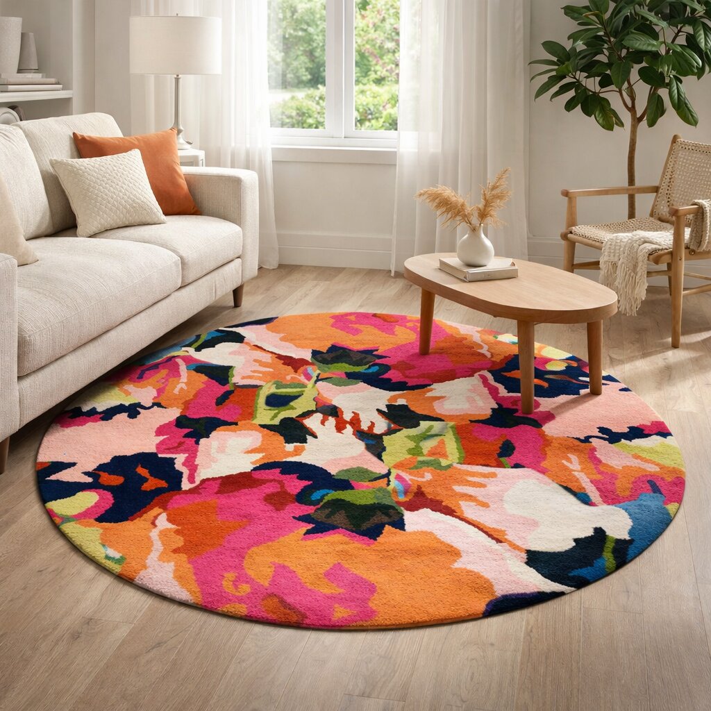 Hand Tufted Wool Carpet 6x6 7x7 8x8 9x9 Round Tufted Living Dinning Room