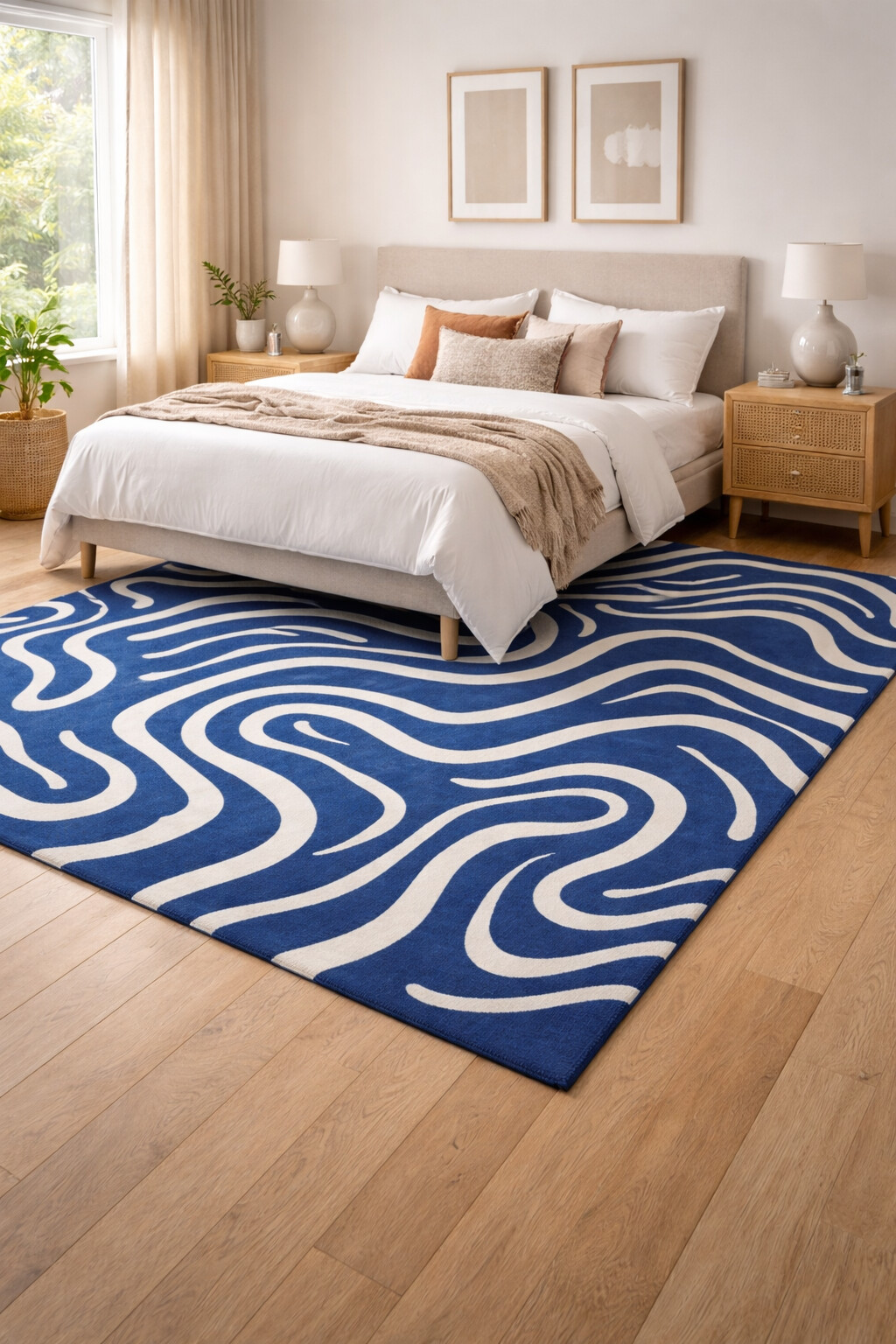 Tufted Area Rug in Abstract Design Blue Color Rectangle Shape 5x8 6x9 8x13 10x13 Sizes for Hallway Bedroom and Living Room