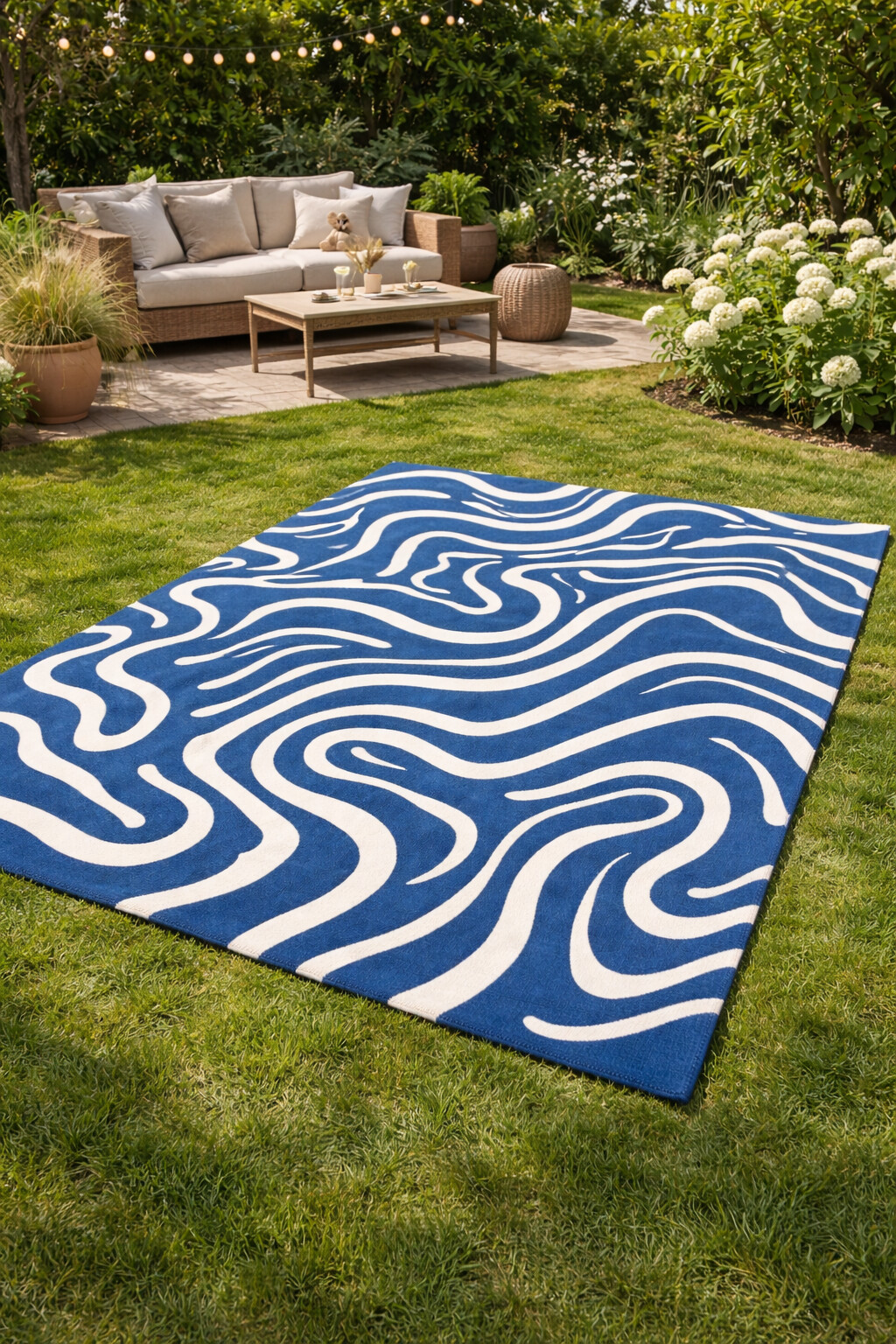 Tufted Area Rug in Abstract Design Blue Color Rectangle Shape 5x8 6x9 8x13 10x13 Sizes for Hallway Bedroom and Living Room