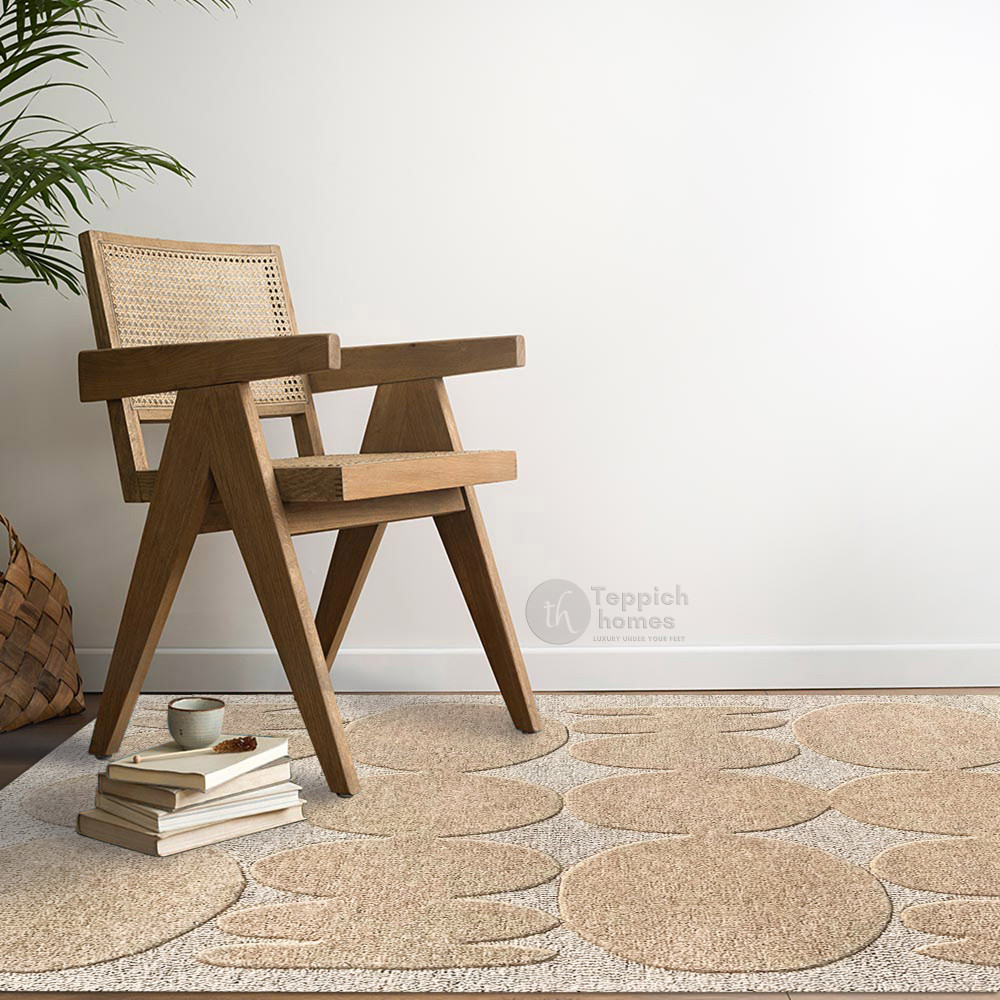 Textured Tufted Rug Beige Textured Hand Tufted Geometric Rug