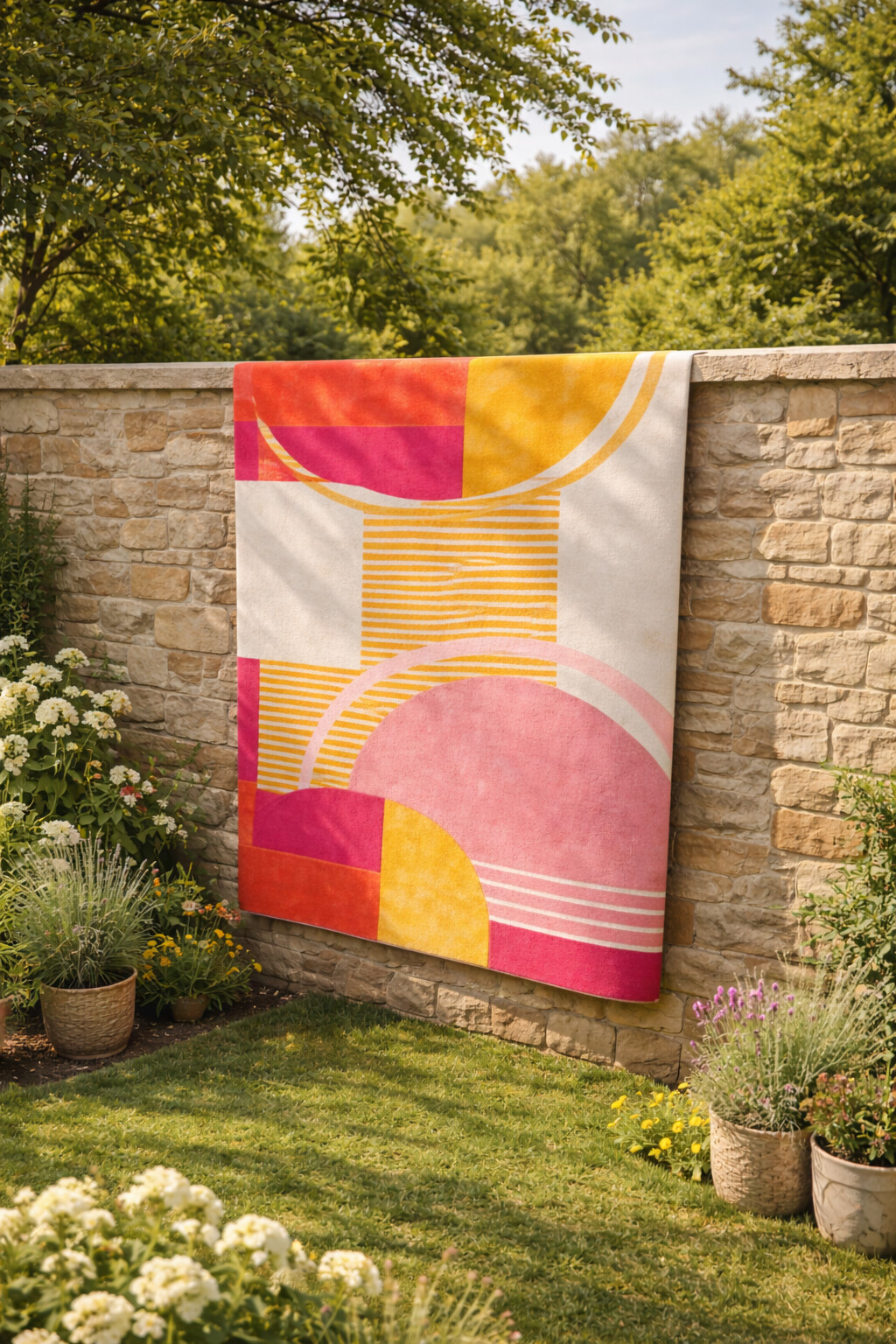 Hand-Tufted Retro Mid Century Rug for Bedroom and Living Space