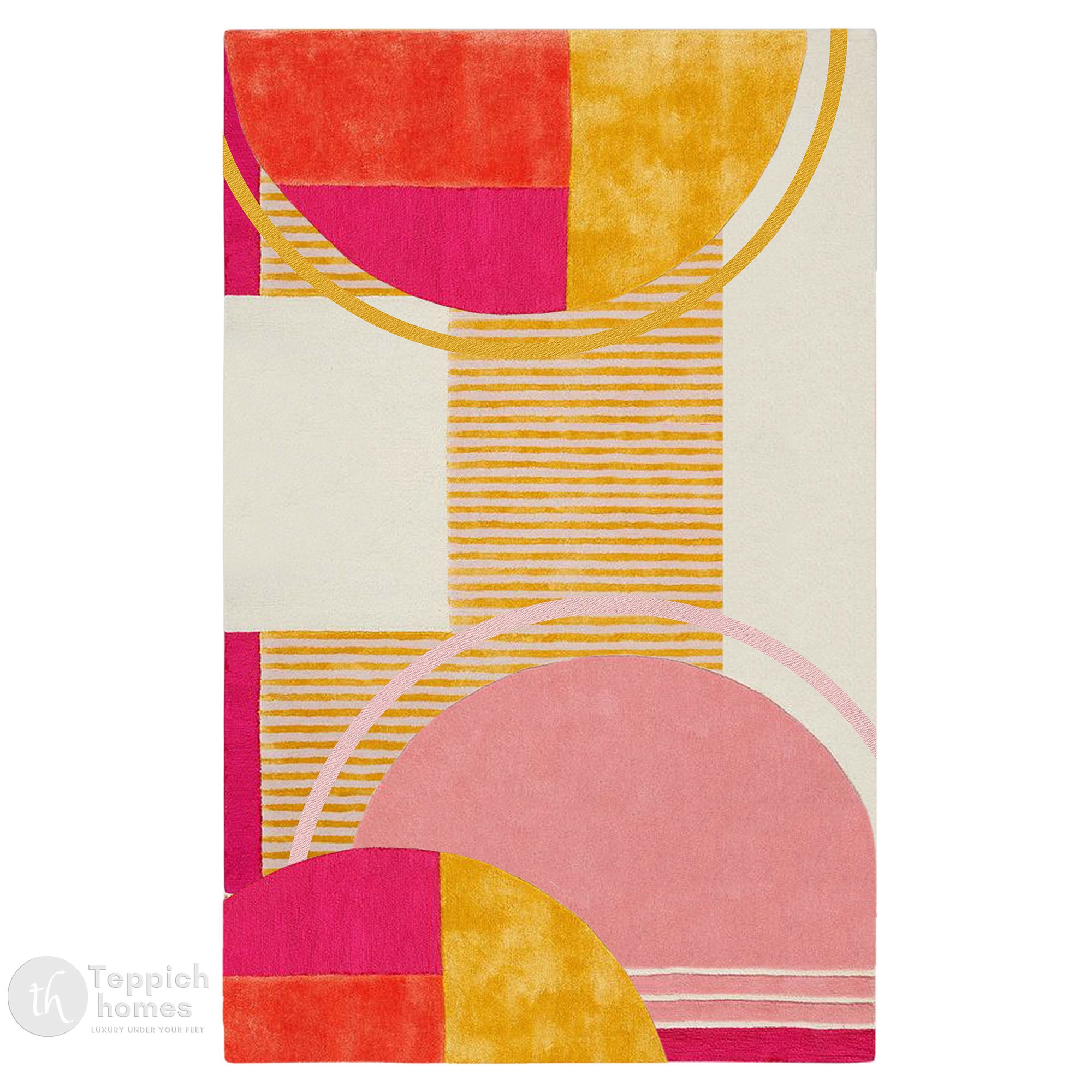 Hand-Tufted Retro Mid Century Rug for Bedroom and Living Space