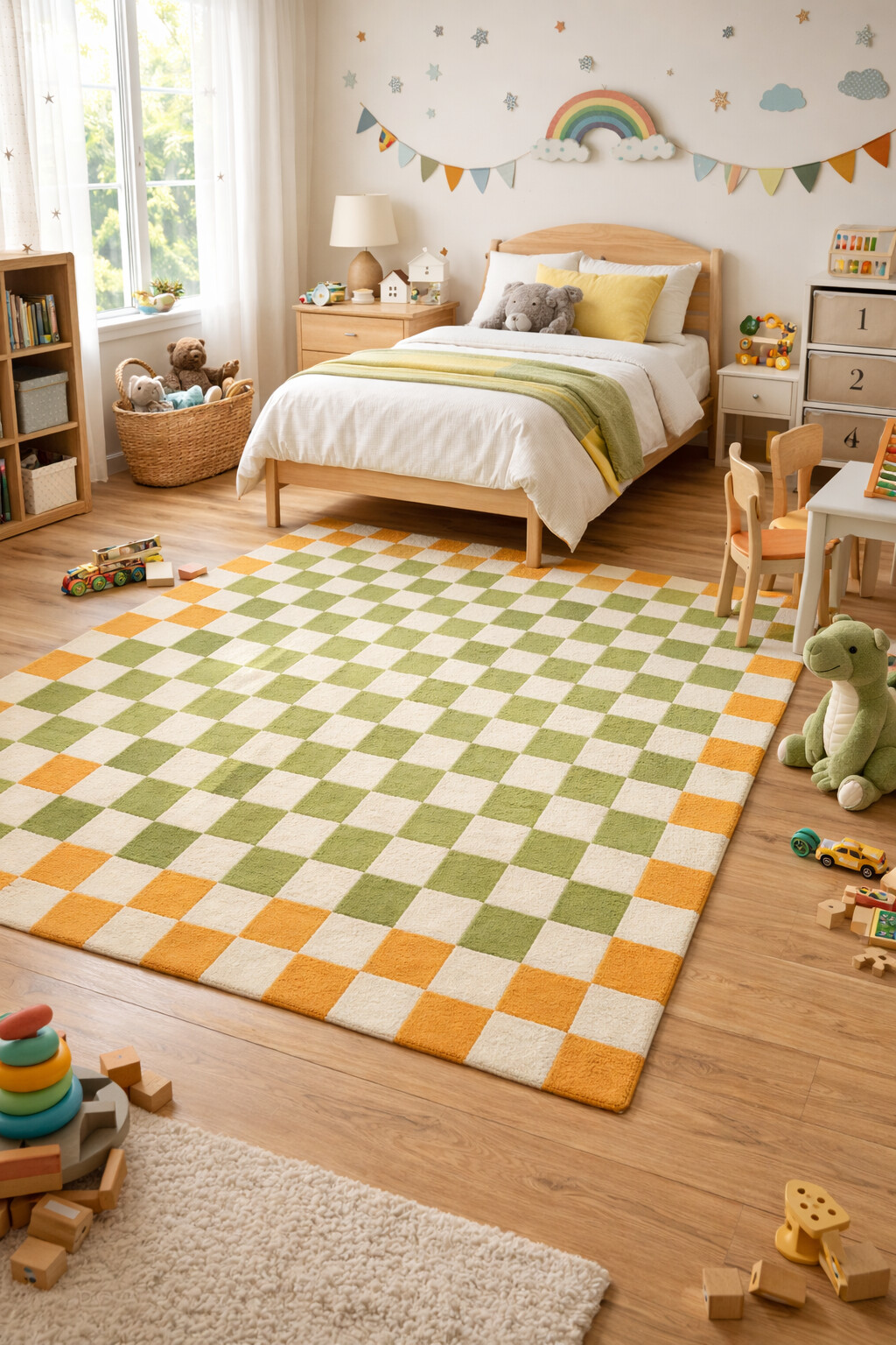 Hand Tufted Wool Area Rugs Vibrant Orange  Green Living Room Dining Room Bedroom and Hallway 8x11 9x12 and 9x13 Sizes