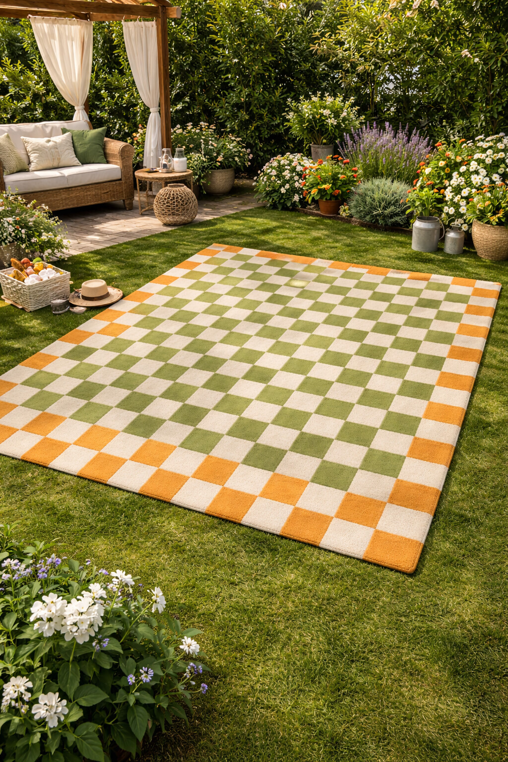 Hand Tufted Wool Area Rugs Vibrant Orange  Green Living Room Dining Room Bedroom and Hallway 8x11 9x12 and 9x13 Sizes