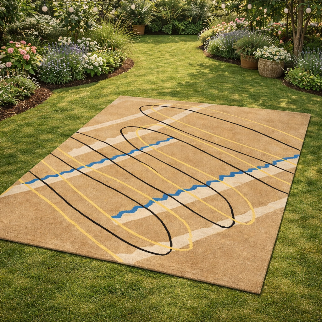 Beige Geometric Design Wool Area Rugs - Tufted Rectangle Carpets for Living Room and Bedroom - Available in Sizes 6x10 8x11 9x10 and 11x12