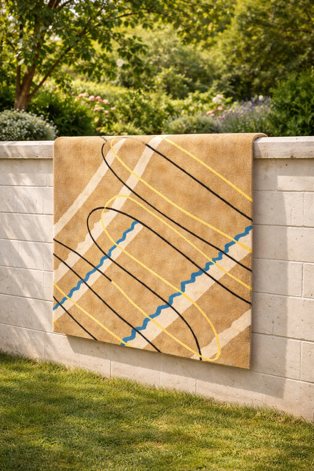 Beige Geometric Design Wool Area Rugs - Tufted Rectangle Carpets for Living Room and Bedroom - Available in Sizes 6x10 8x11 9x10 and 11x12