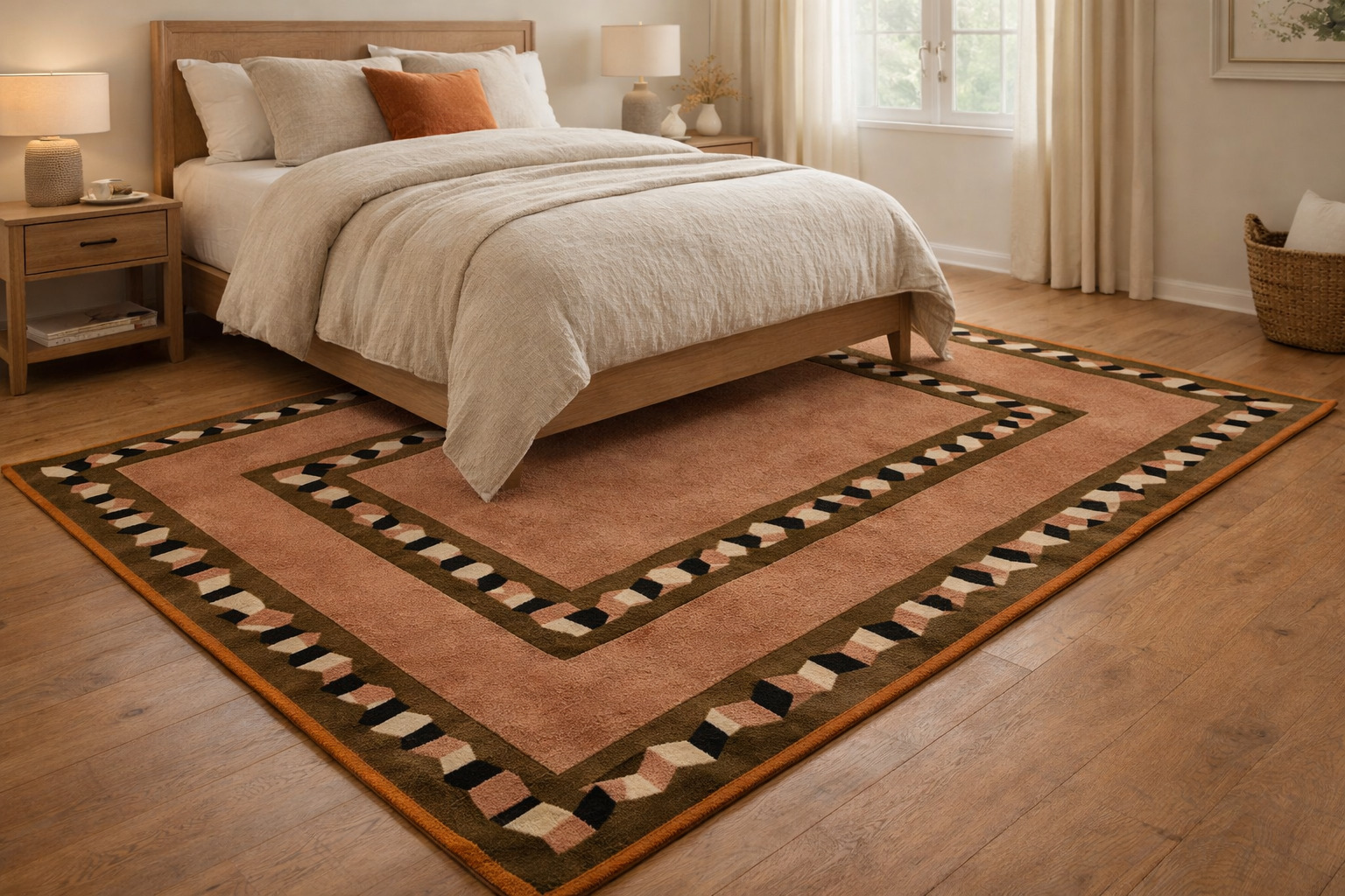 Rust Color Tufted Area Rugs Geometric Design for Kids Living Room 5x8 7x10 8x13 10x14 Rectangle Shapes Wool Carpets