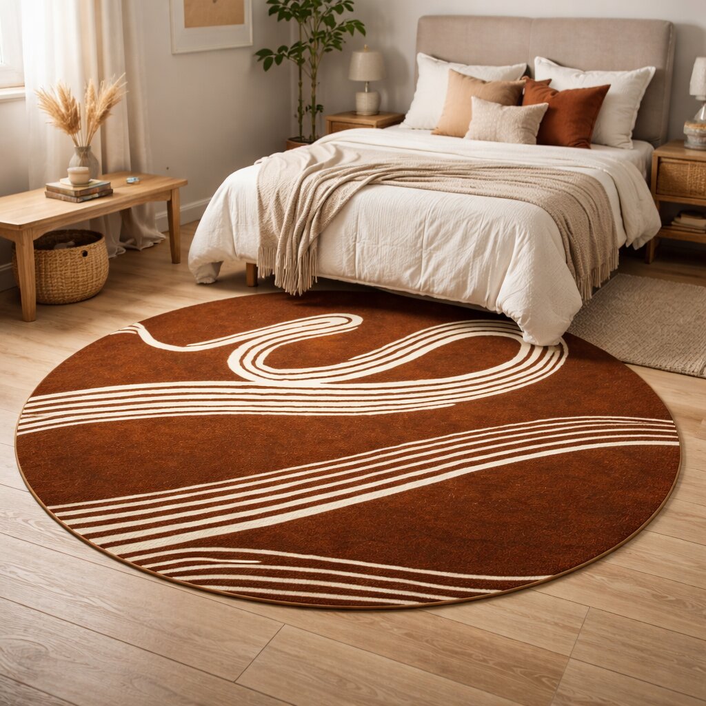 Spiral rug  6x6 Circle rug  5x5 7x7 8x8 9x9  Hand tuft  Brown carpet  Area rugs  Bed Living room