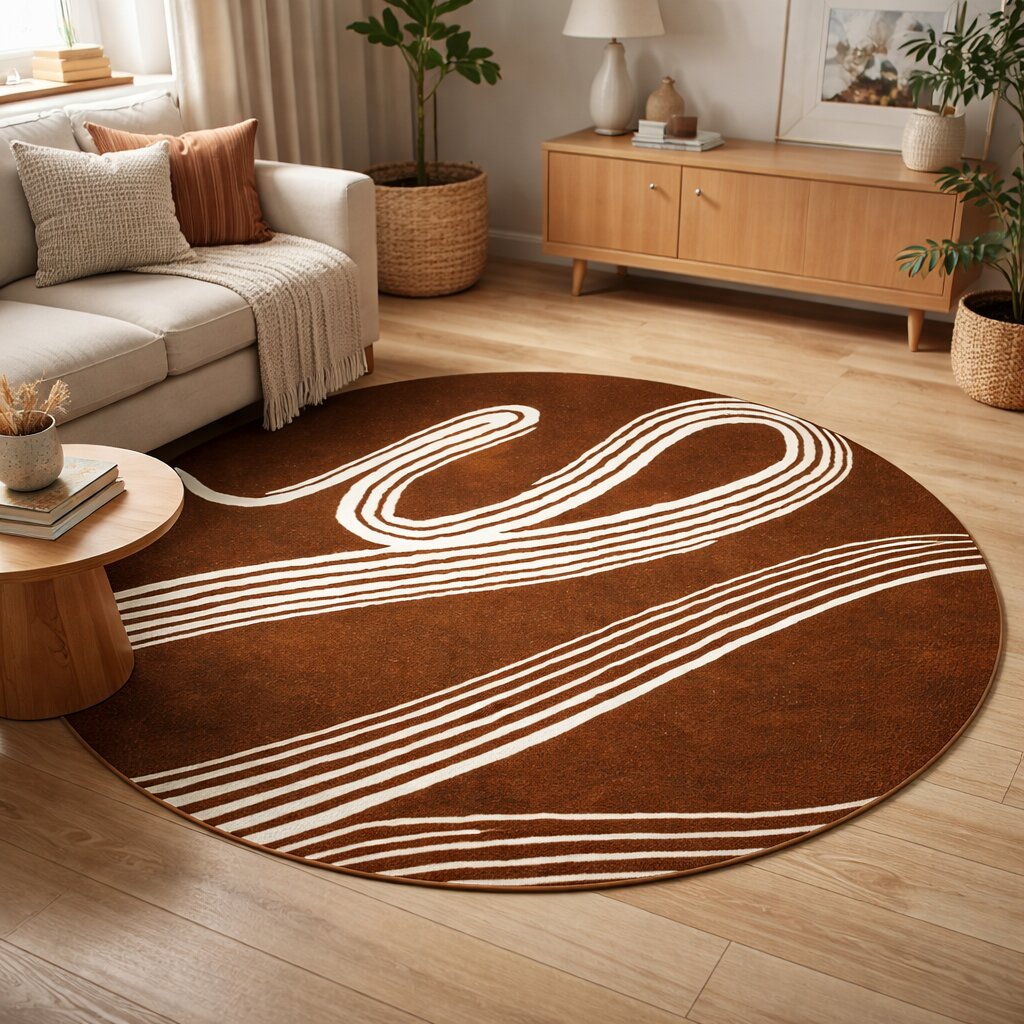 Spiral rug  6x6 Circle rug  5x5 7x7 8x8 9x9  Hand tuft  Brown carpet  Area rugs  Bed Living room