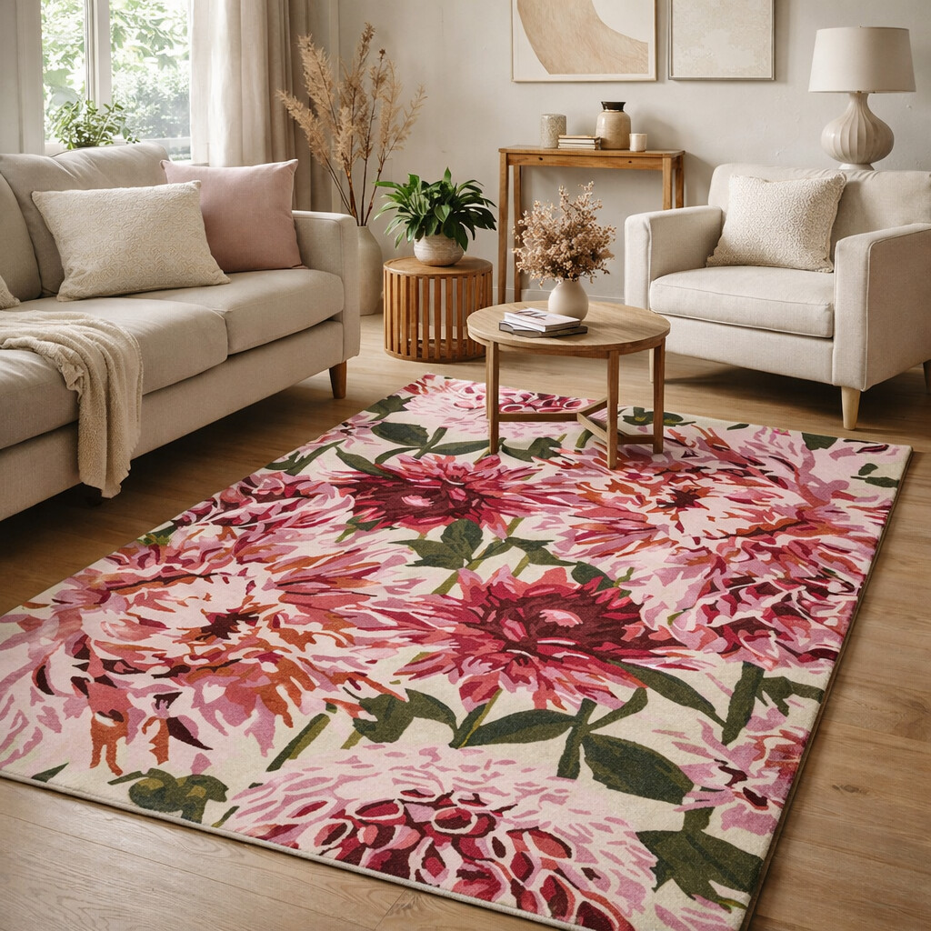 Hand Tufted Rug for Bedroom  100 Premium Woolen Floral Print Area Carpet Living Space