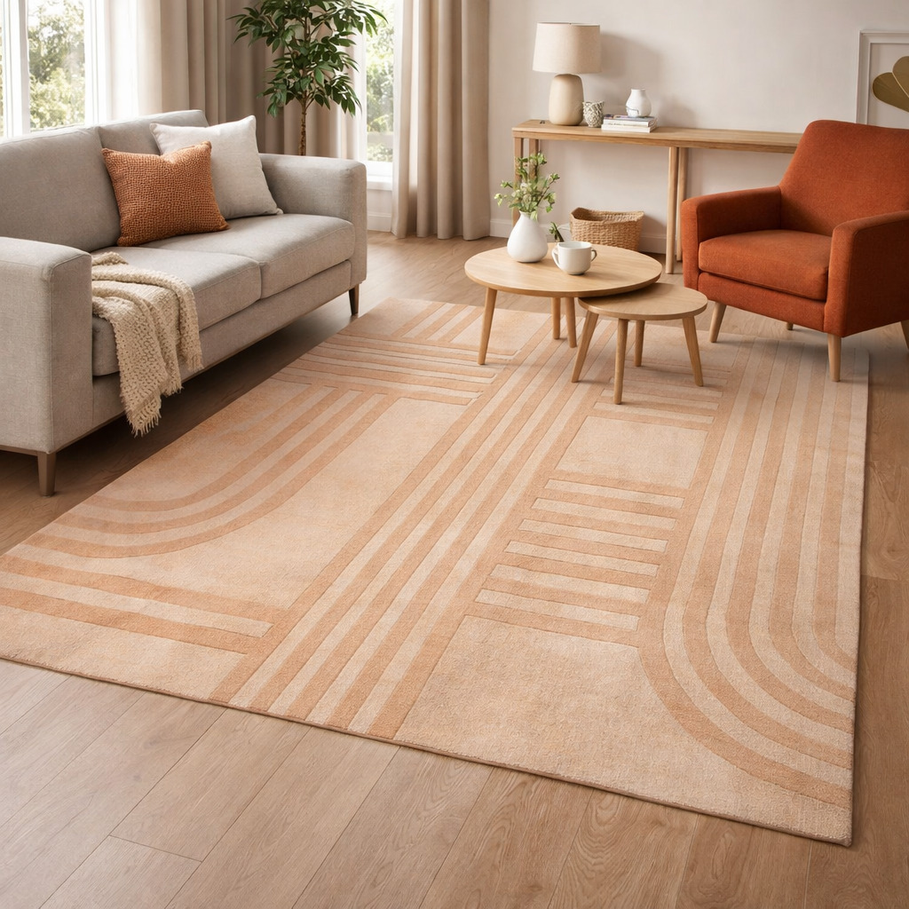 Geometric area rugs  5x7 6x8 7x10  Bed Living Kids room  Tufted wool rug  Handmade carpet