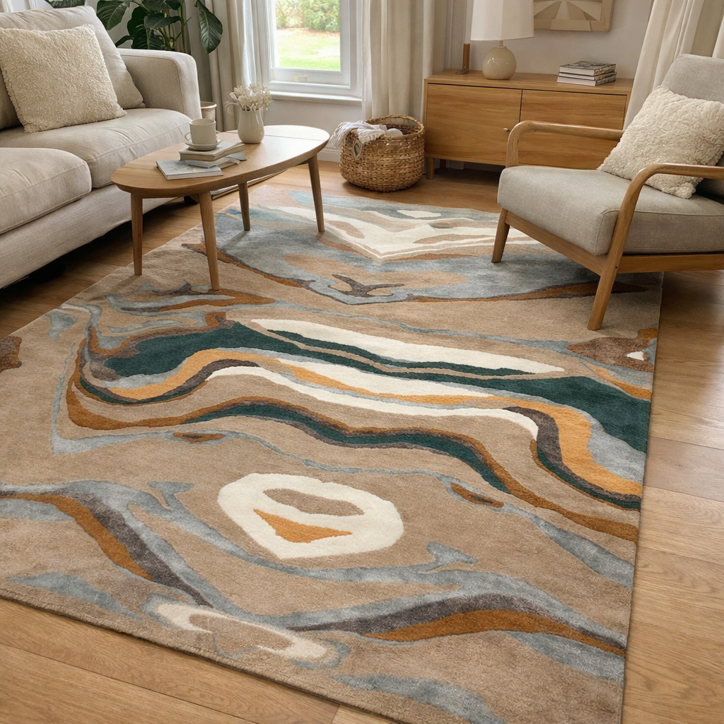 Wool area rug  7x10 8x11 9x12  Abstract carpet  Hand tuft rugs  Bed Living room
