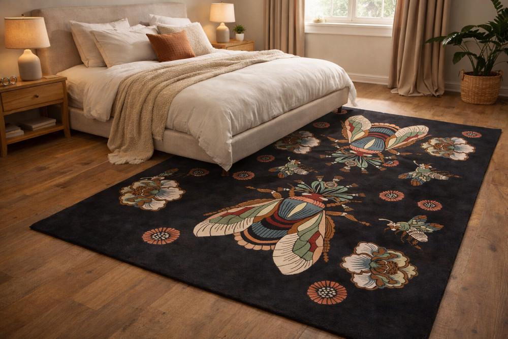 Image of Hand Tufted, Wool, Black Color, Animal Print Rug, 6x8, 6x9, 7x10, 8x10, Hand Tufted, Bedroom