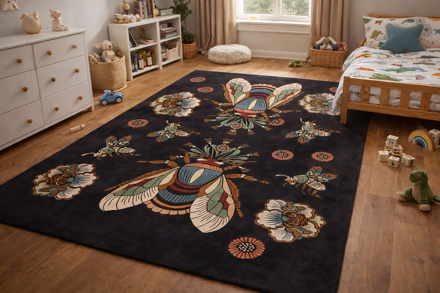 Hand Tufted Wool Black Color Animal Print Rug 6x8 6x9 7x10 8x10 Hand Tufted Bedroom