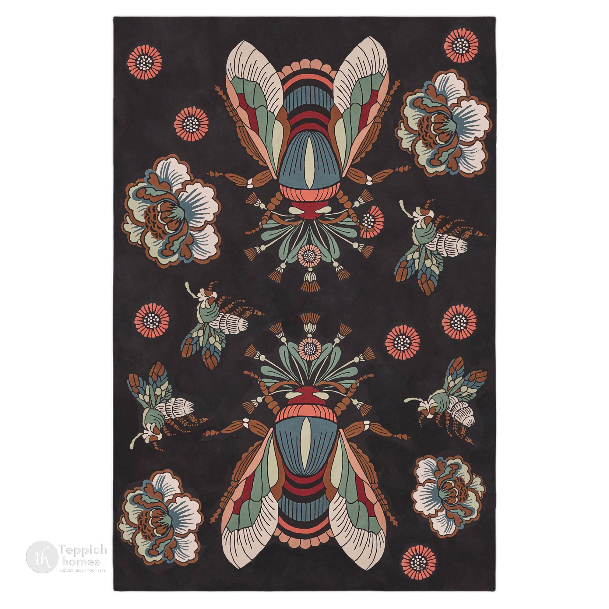 Hand Tufted Wool Black Color Animal Print Rug 6x8 6x9 7x10 8x10 Hand Tufted Bedroom