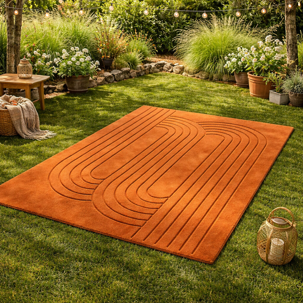 Hand Tufted Terracotta Rug for Bedroom  Rectangle Shape Rug for Living Room