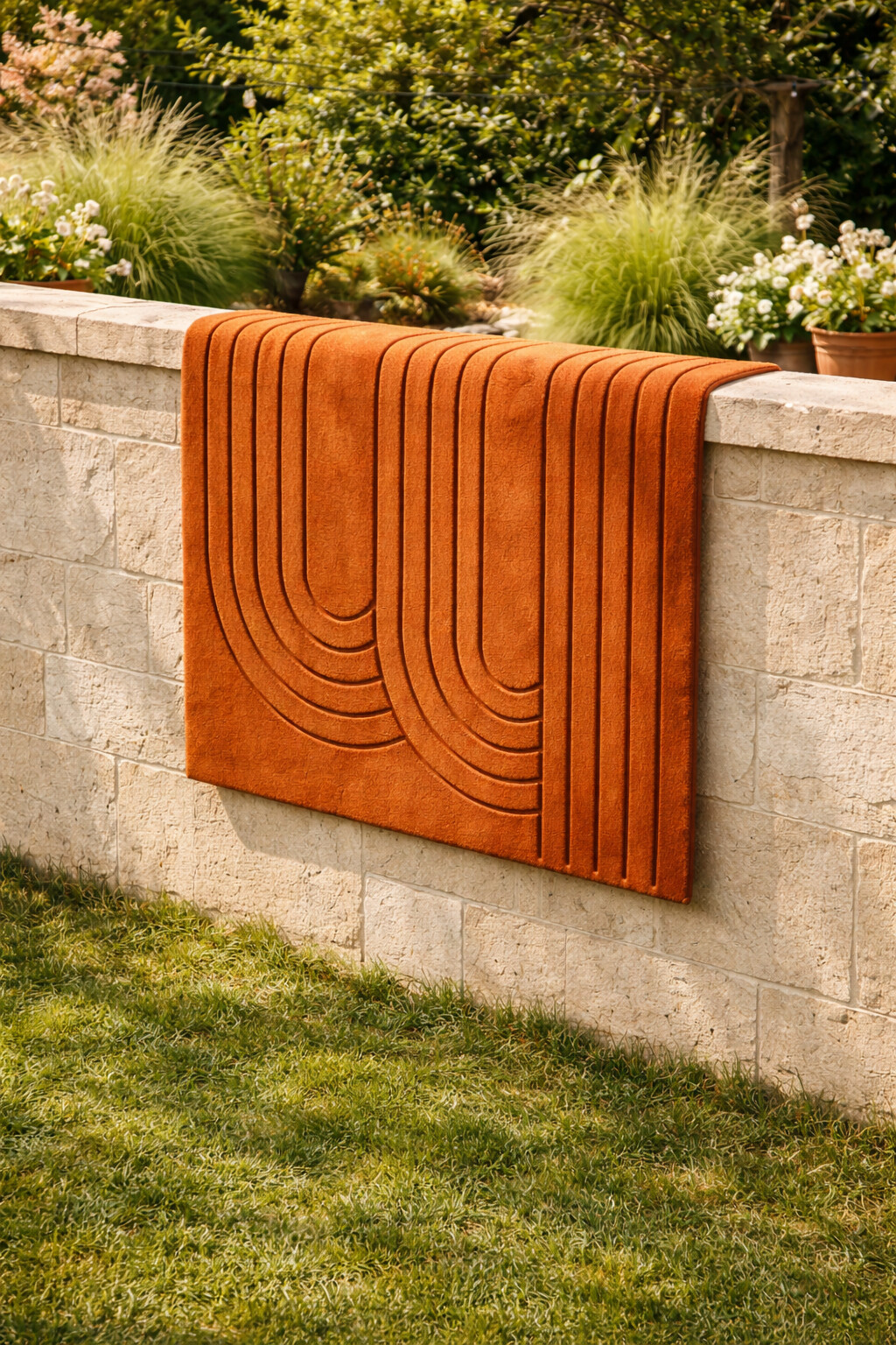 Hand Tufted Terracotta Rug for Bedroom  Rectangle Shape Rug for Living Room