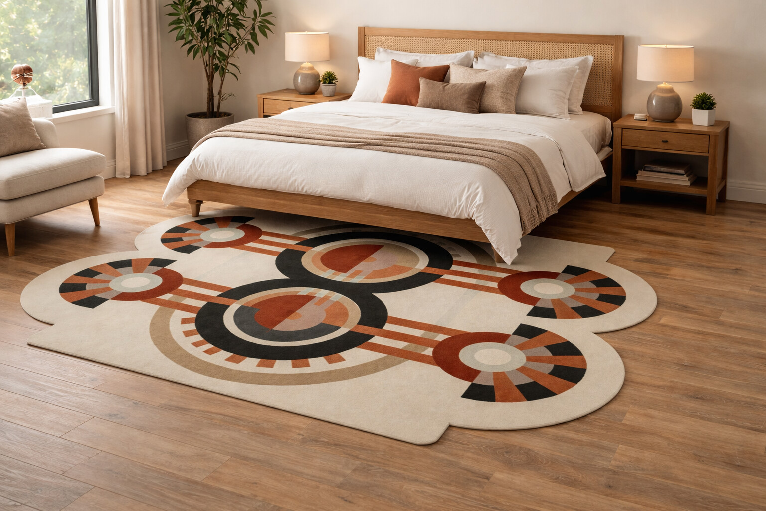 Tufted Vintage Rectangular Design Rug for Bedroom  Geometric Wool Living Room Carpet