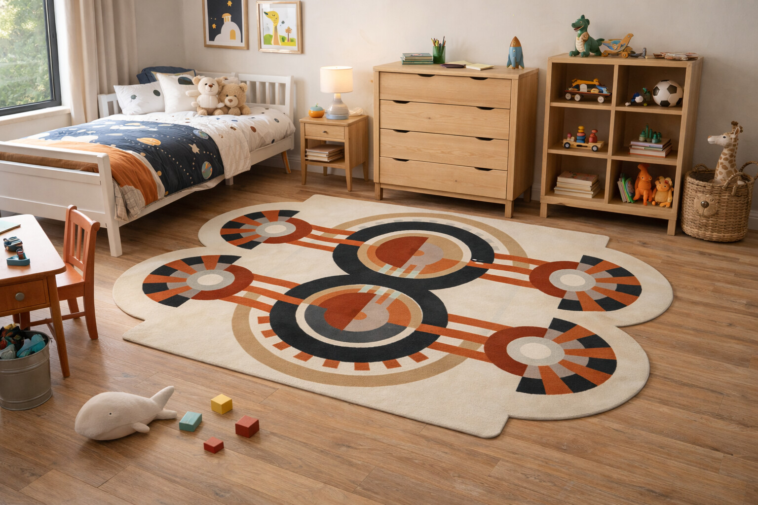 Tufted Vintage Rectangular Design Rug for Bedroom  Geometric Wool Living Room Carpet