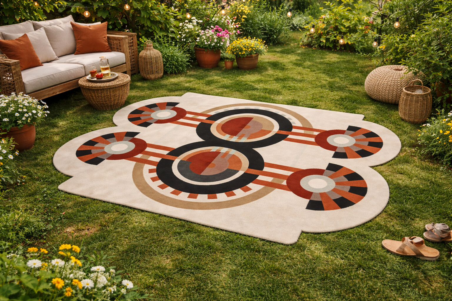 Tufted Vintage Rectangular Design Rug for Bedroom  Geometric Wool Living Room Carpet