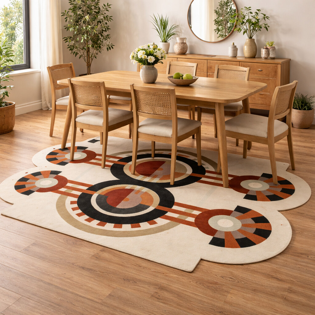 Tufted Vintage Rectangular Design Rug for Bedroom  Geometric Wool Living Room Carpet