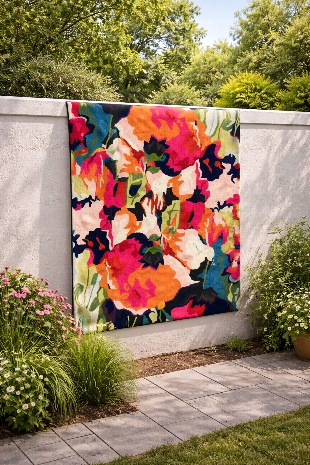 Hand-tufted Multi Flower Design Rug for Bedroom and Living Space