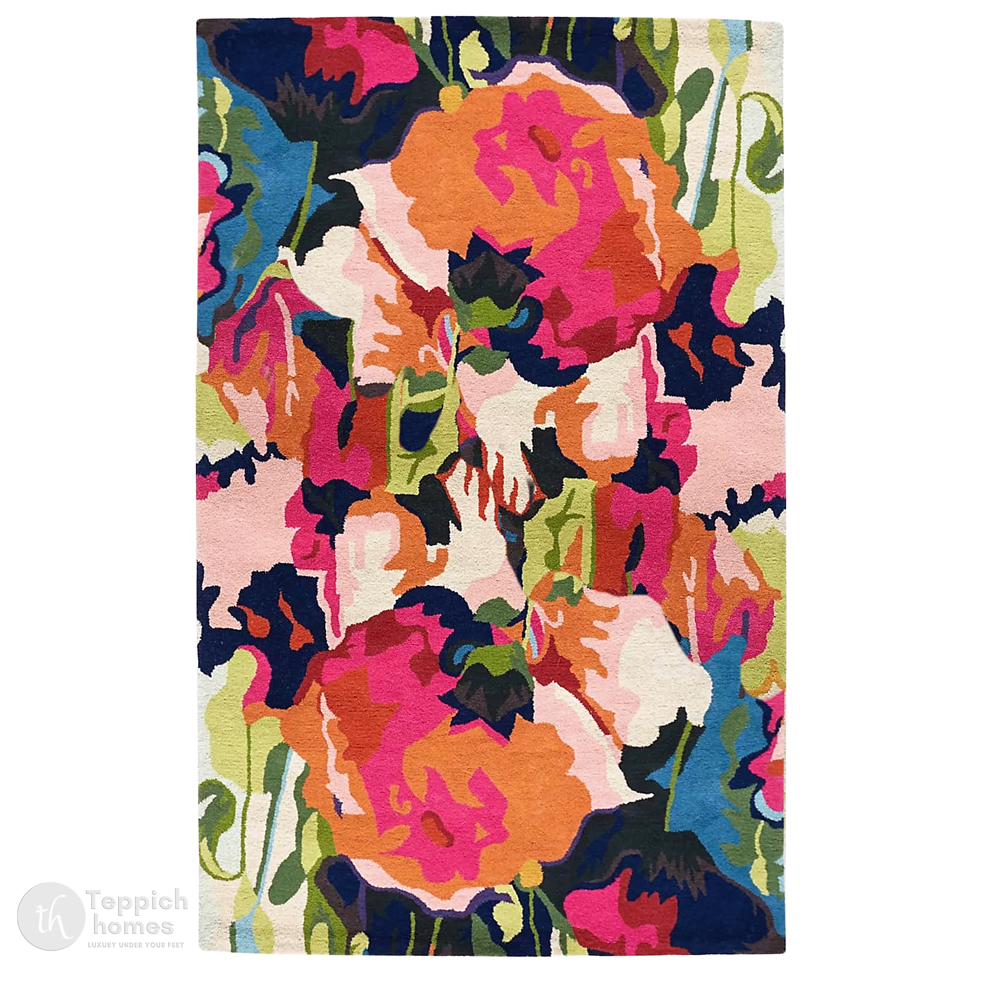 Hand-tufted Multi Flower Design Rug for Bedroom and Living Space