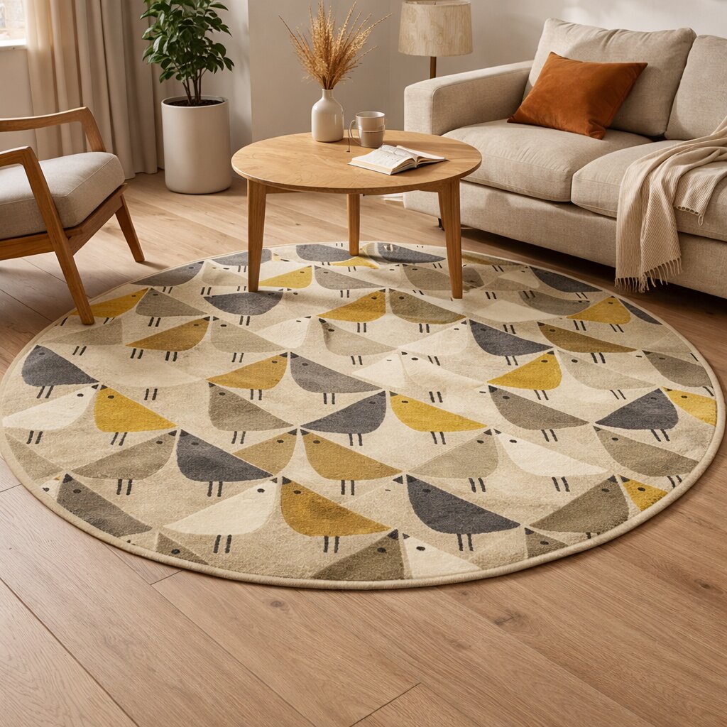 Whimsical round rug  8x8 10x10 12x12 15x15  Hand tuft  Area rugs  Bed Living room