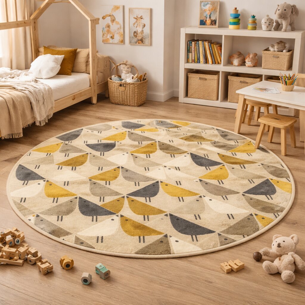 Whimsical round rug  8x8 10x10 12x12 15x15  Hand tuft  Area rugs  Bed Living room