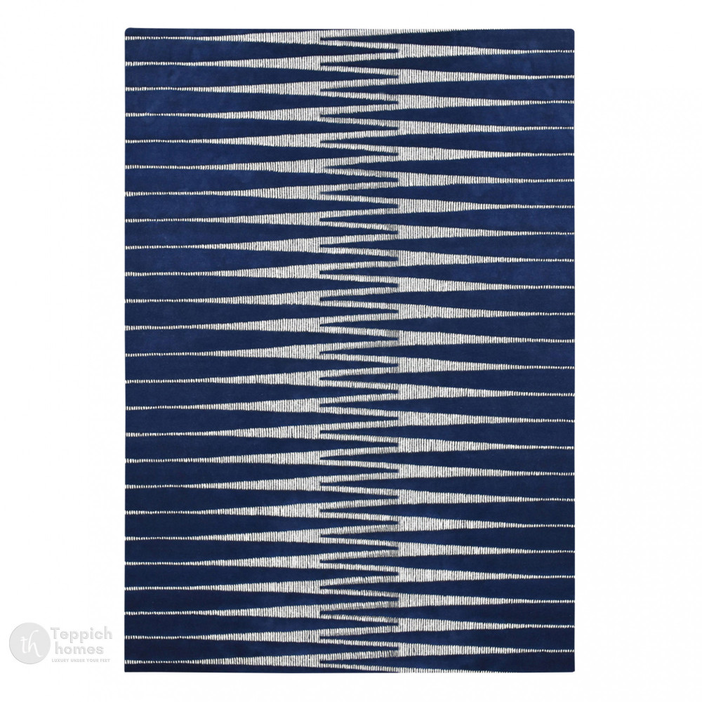 Image of Navy Blue Illusion Pattern Rug