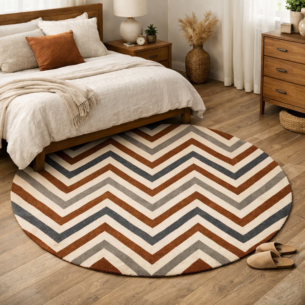 Round hallway rug  Geometric carpet  8x8 10x10 12x12 15x15  Contemporary rugs  Hand tufted  Bed Living room