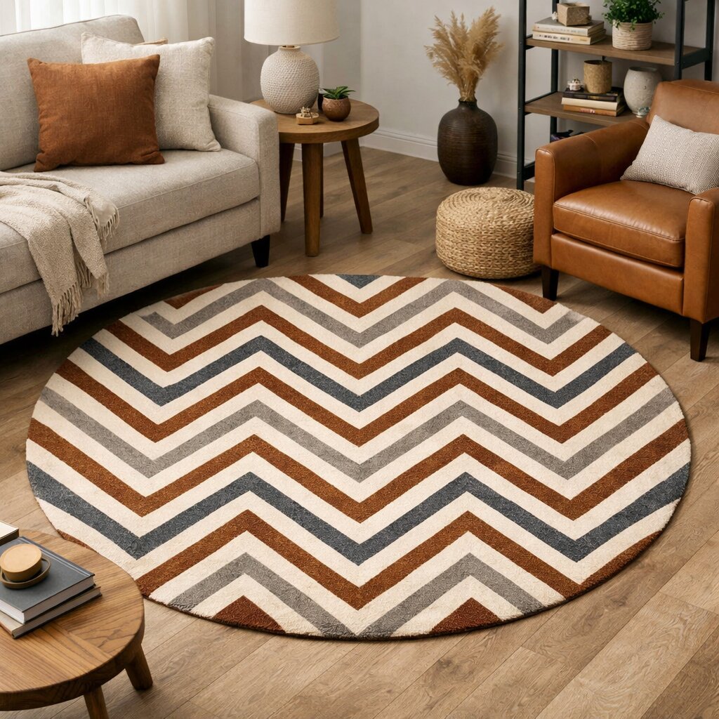 Round hallway rug  Geometric carpet  8x8 10x10 12x12 15x15  Contemporary rugs  Hand tufted  Bed Living room