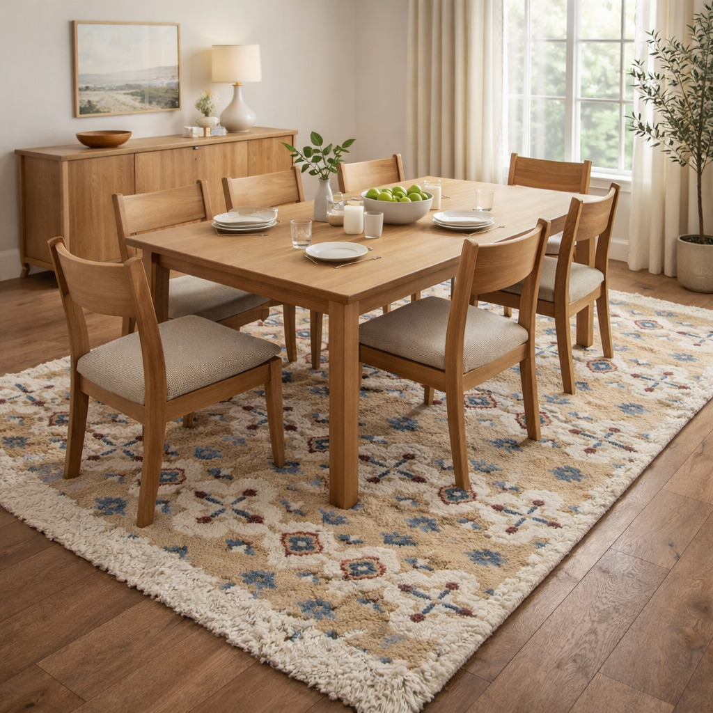 Tufted area rug Beige and White color 5x8 6x10 7x10 8x13 Hallway Living room Wool carpet Geometric rugs