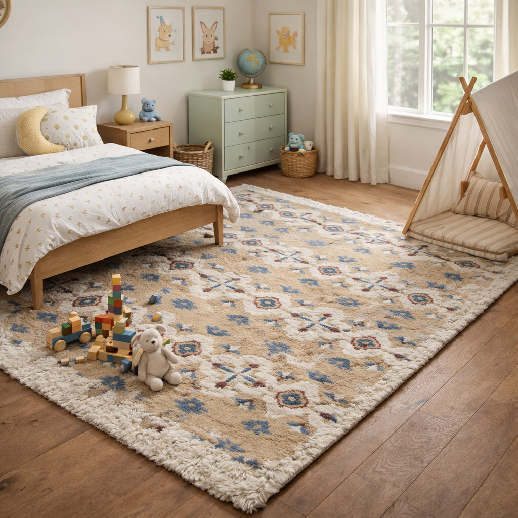 Tufted area rug Beige and White color 5x8 6x10 7x10 8x13 Hallway Living room Wool carpet Geometric rugs