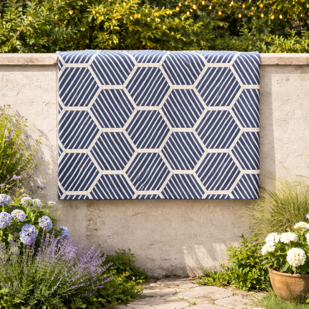 Bedroom carpet  Geometric wool  Area rug 6x10  7x10 8x10 8x11 9x12  Tufted carpets  White and Blue wool