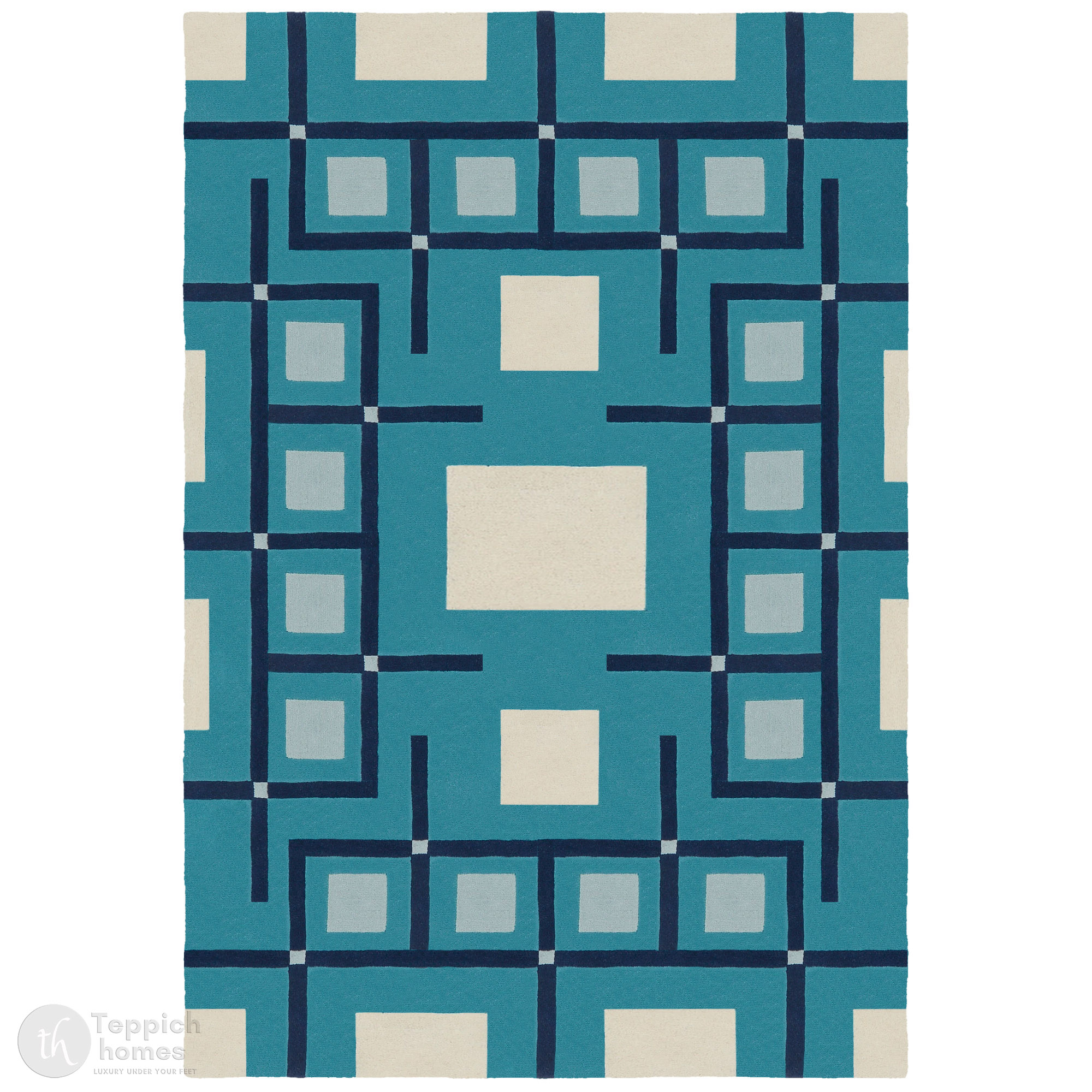 Bedroom rug 5x8  Geometric carpet  Tufted area rugs  6x8 6x9 7x10 8x13  Wool carpets  Blue color  Hand tuft
