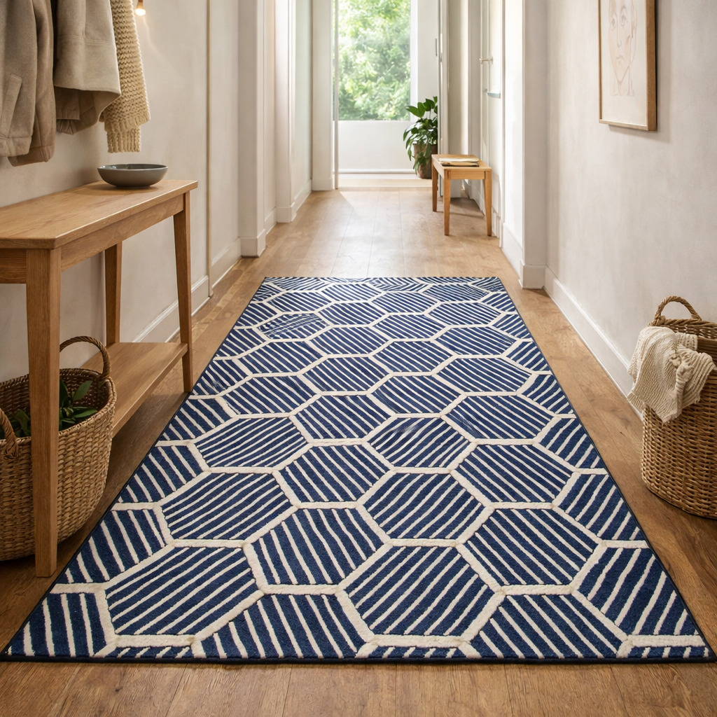 Bedroom carpet  Geometric wool  Area rug 6x10  7x10 8x10 8x11 9x12  Tufted carpets  White and Blue wool