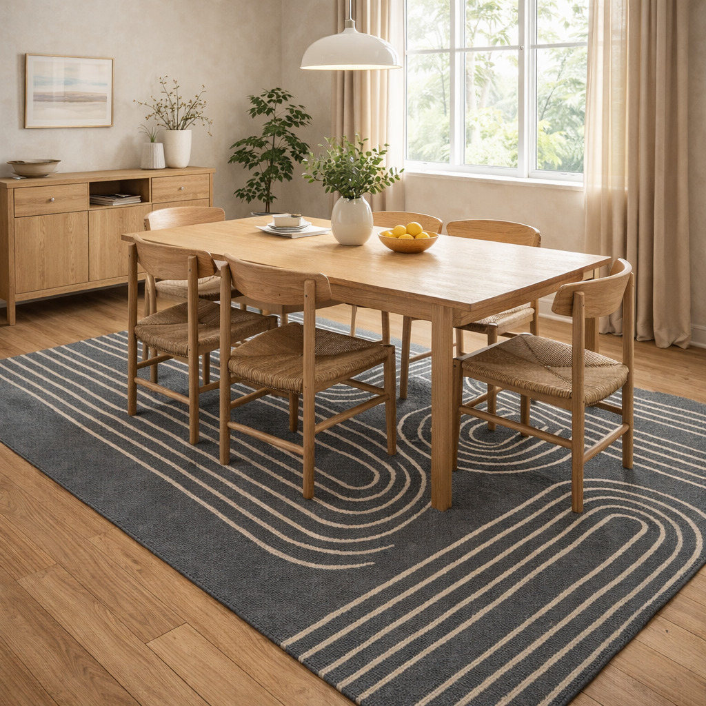 Minimalist Linear Pattern Living Room Rug