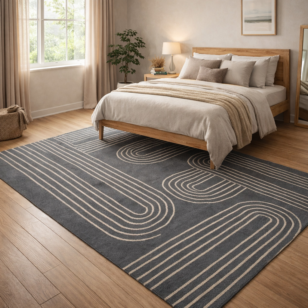 Minimalist Linear Pattern Living Room Rug