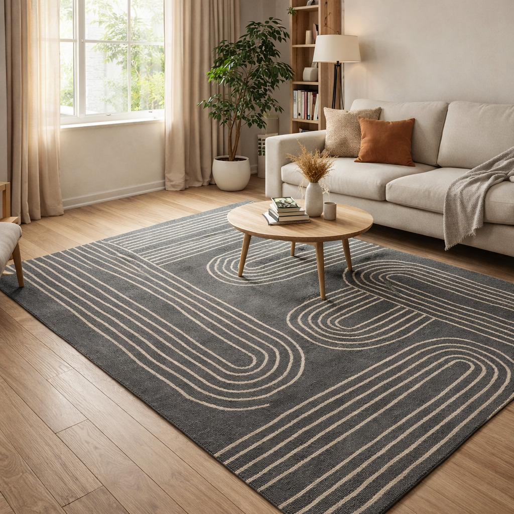 Minimalist Linear Pattern Living Room Rug