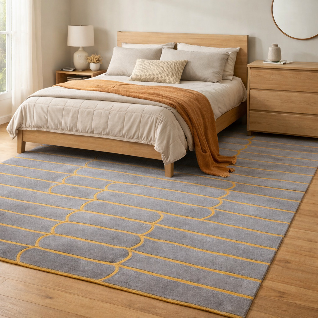 Rugs for Living room  Geometric wool  Tufted carpet  5x8 6x9 7x10 8x11  Area rug  Grey color