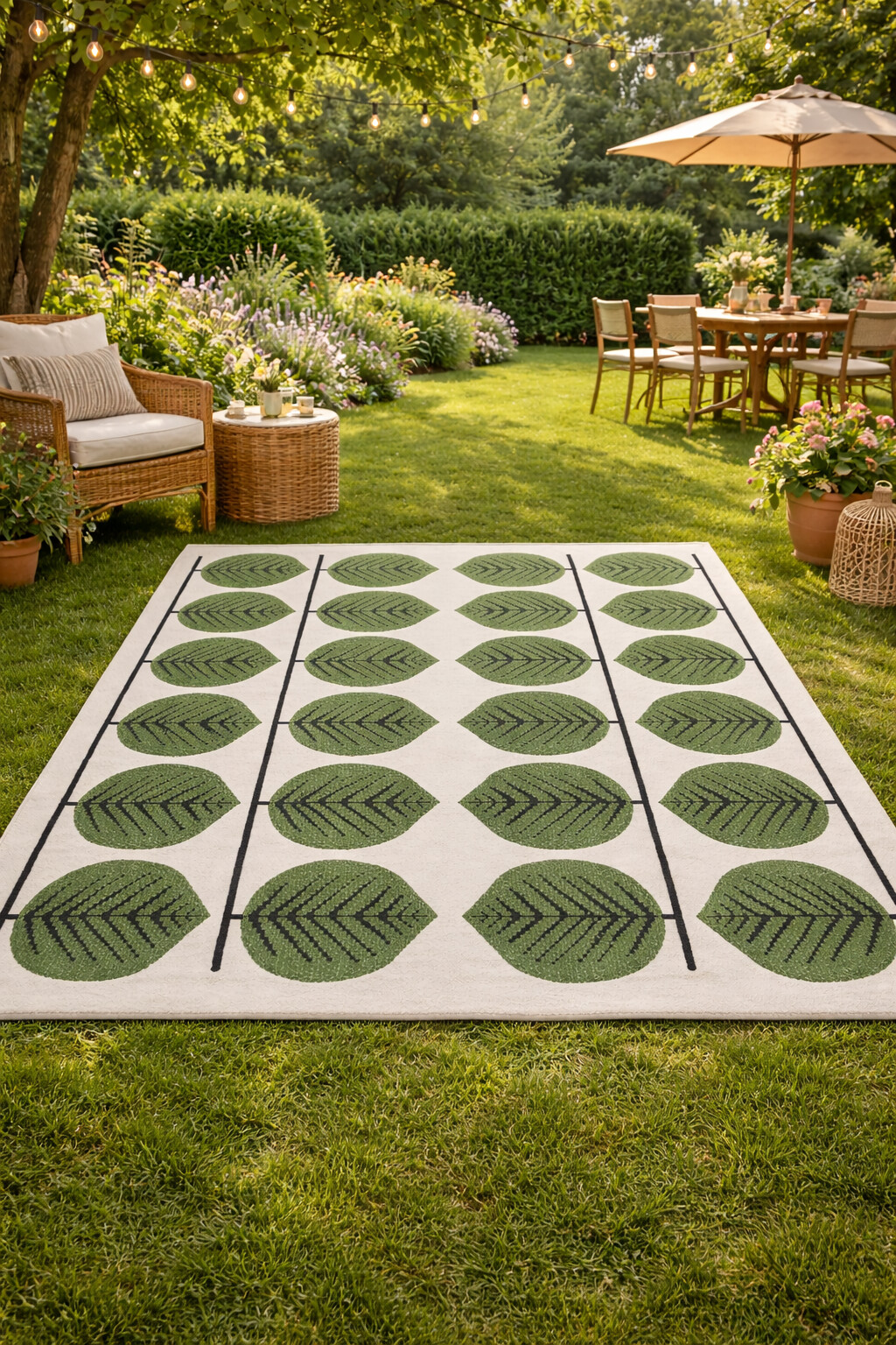 Hand Tufted Wool Rug Leaves Pattern 6x9 8x10 9x12 10x10 Sizes Dining Room Living Room Bedroom Hallway Cozy White