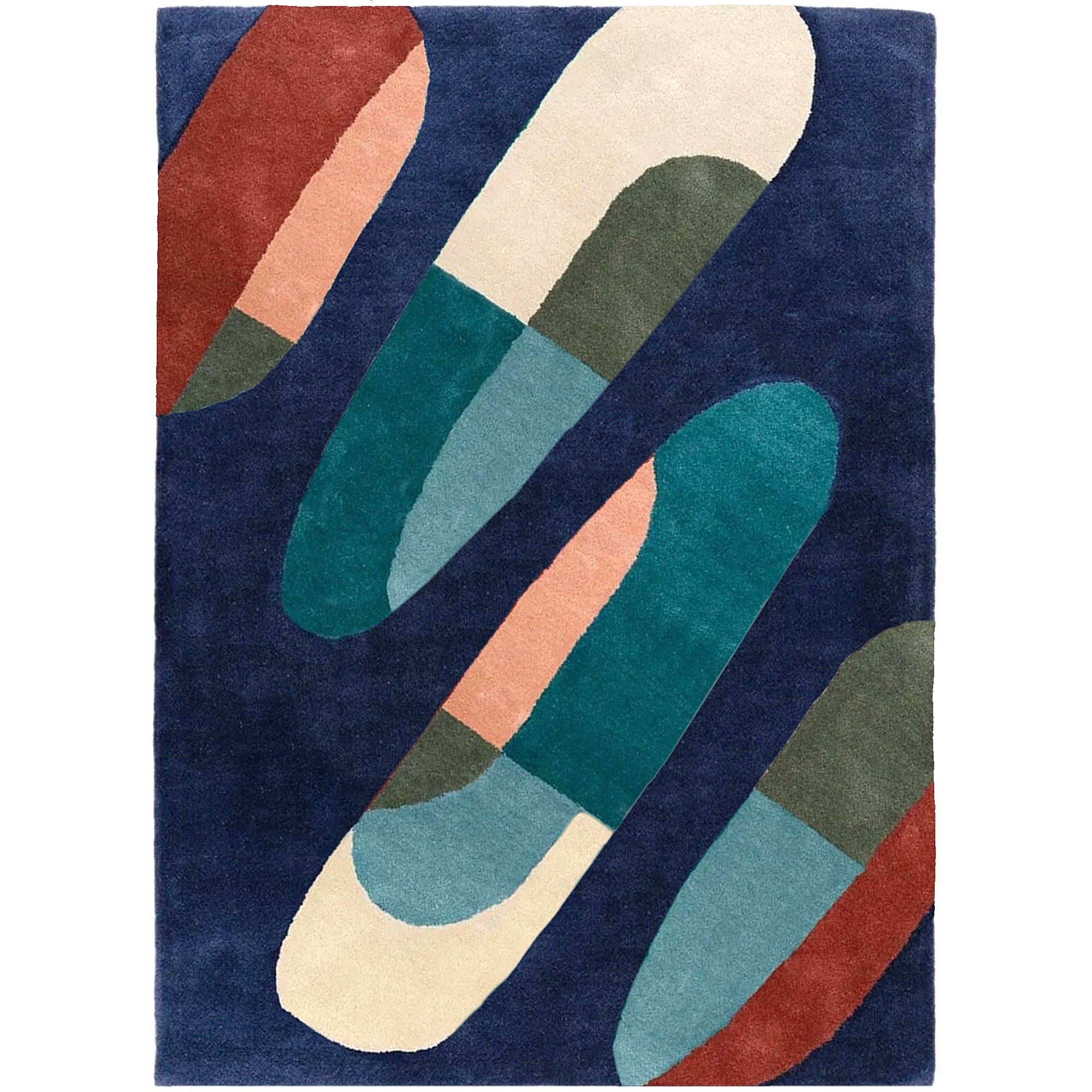 Rectangle And Modern Blue Tufted Area Tufted Area Rug for Living and Cozy Room