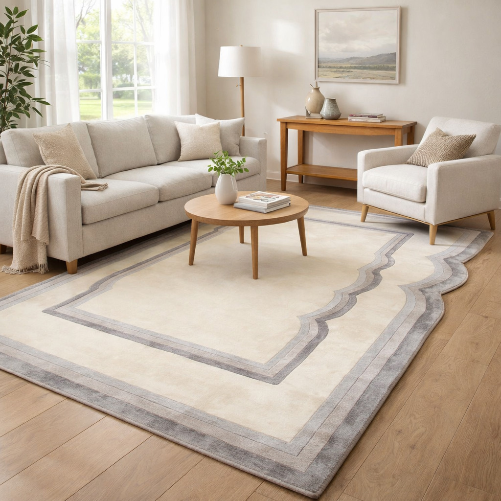 Hand Tufted Wool Rug Cream Dining Rooms Bedrooms Living Rooms  Hallways 5x7 6x9 8x11 9x12 Rectangular Sizes