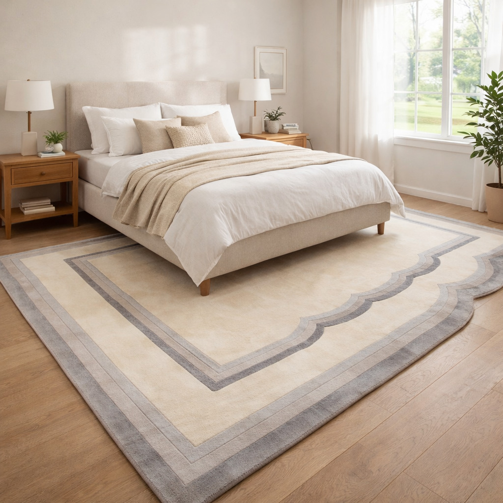 Hand Tufted Wool Rug Cream Dining Rooms Bedrooms Living Rooms  Hallways 5x7 6x9 8x11 9x12 Rectangular Sizes