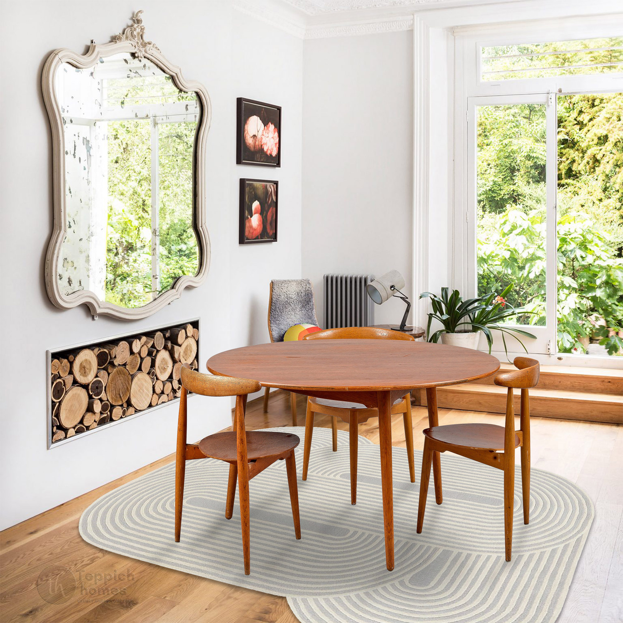 Modern handmade rugs  Geometric carpet  Area rug 6x8  Tufted carpets  Cream and Grey color  Bedroom Hallway