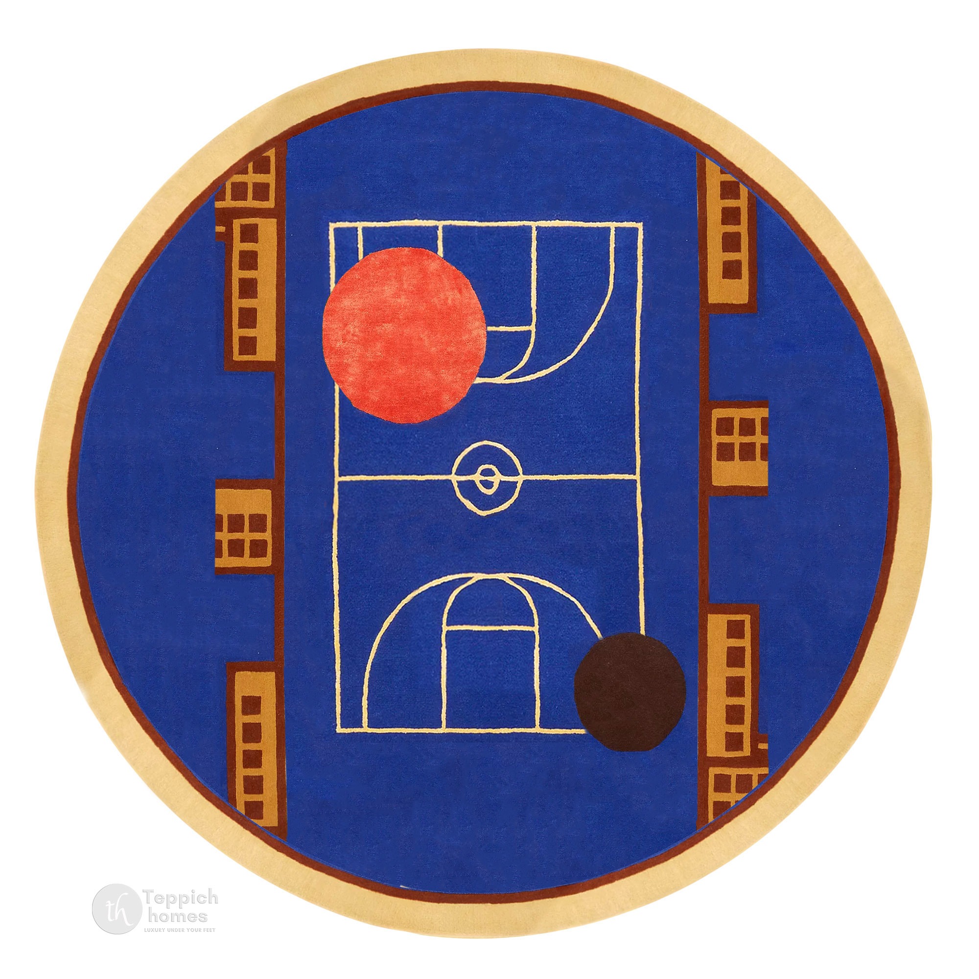 5x5 6x6 Hand tufted wool carpet Geometric rug 10x10 12x12 Cream color Round shape area rugs